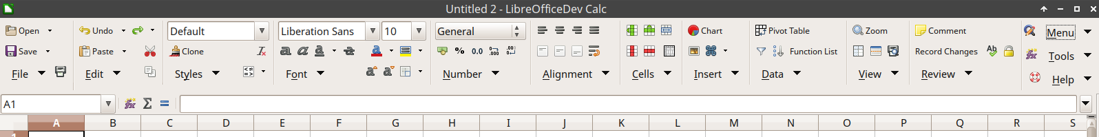 Groupedbar Notebookbar Variant in LibreOffice 6 Calc