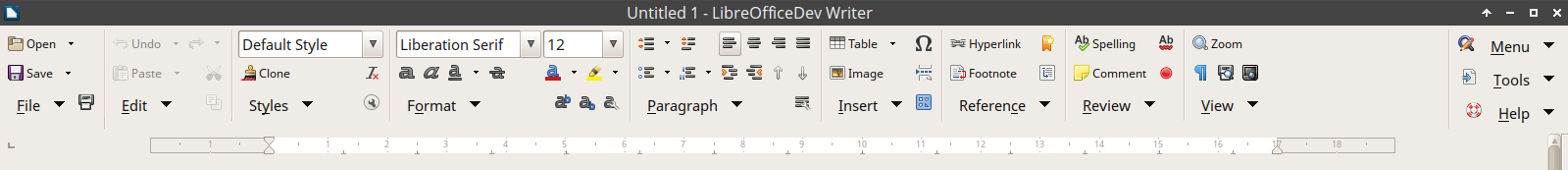 Groupedbar Notebookbar variant in LibreOffice 6 Writer