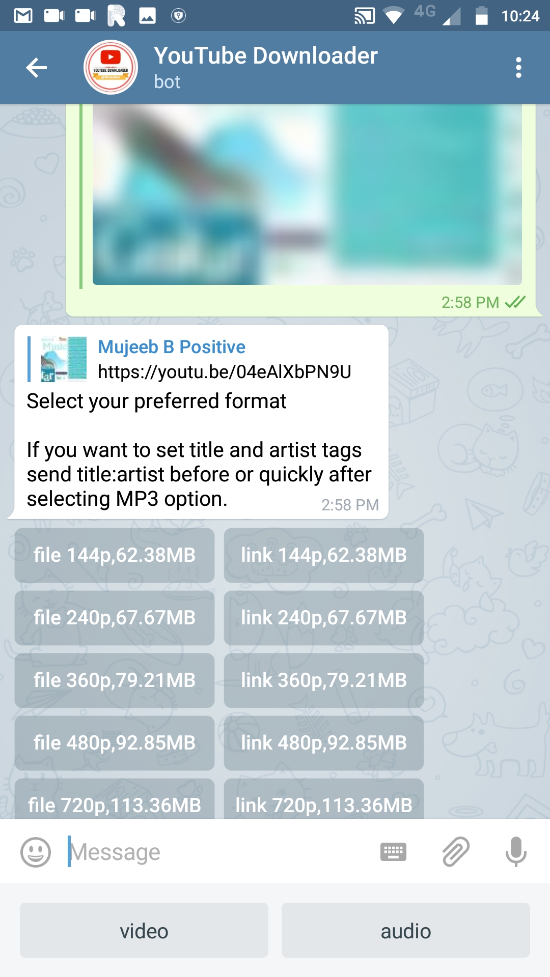 How to download youtube videos from telegram