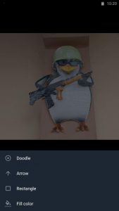 New arrow and rectangle icons in the image editor of Telegram X for Android